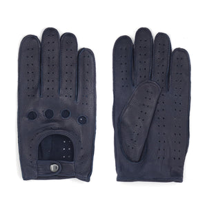 Mens Auto Gloves in Deerskin - Dark Navy blue
