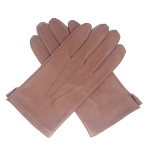 Mens Unlined Gloves in Lambskin - Saddle