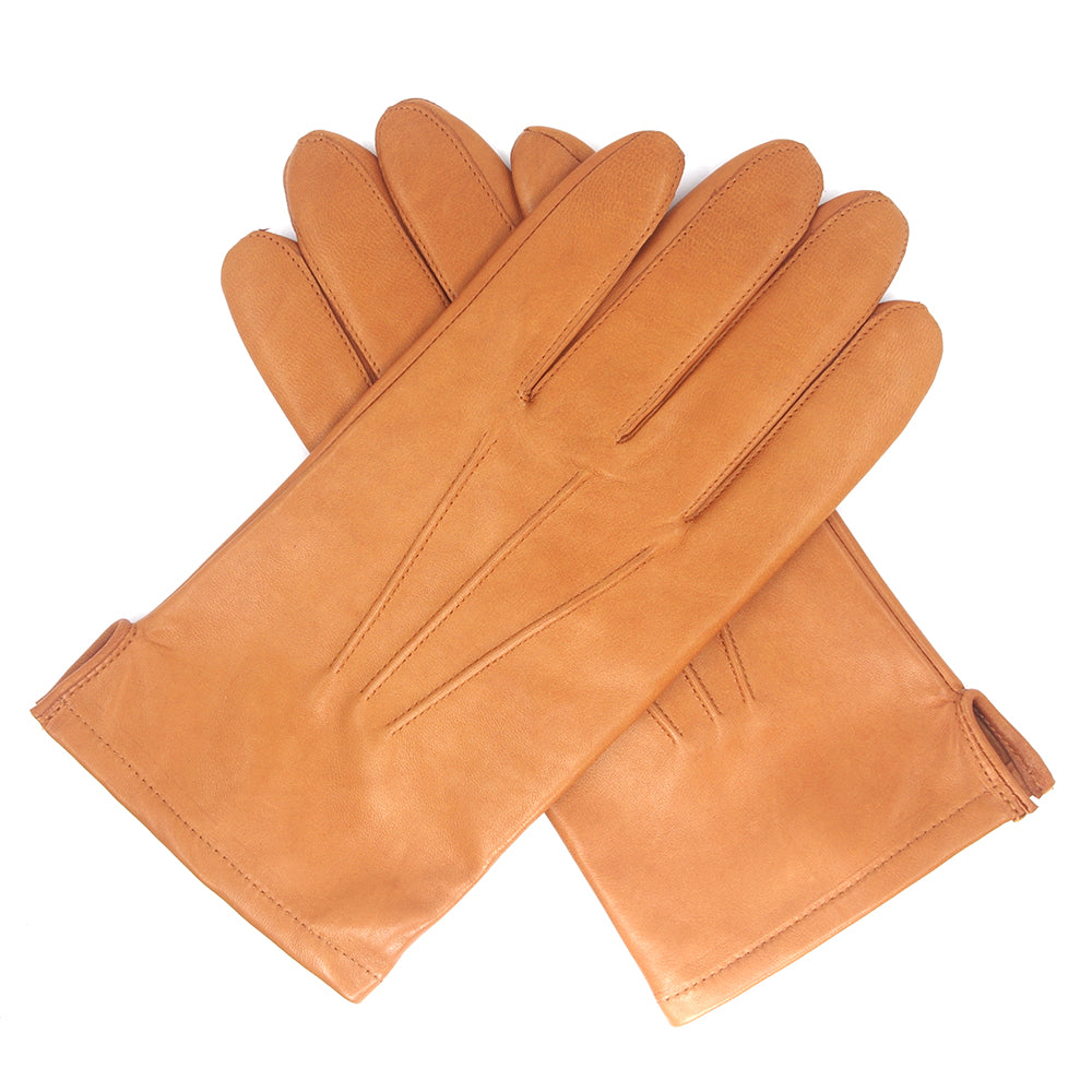 Mens Unlined Gloves in Lambskin - Tan